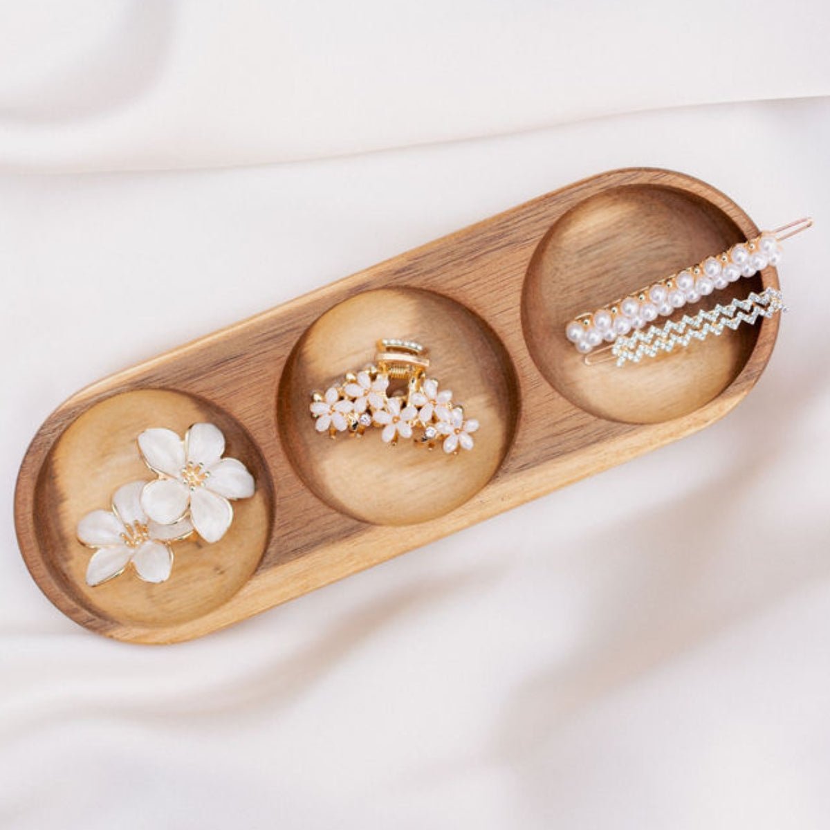 Set de 2 pinces en perles et strass blanc, BALABOOSTE