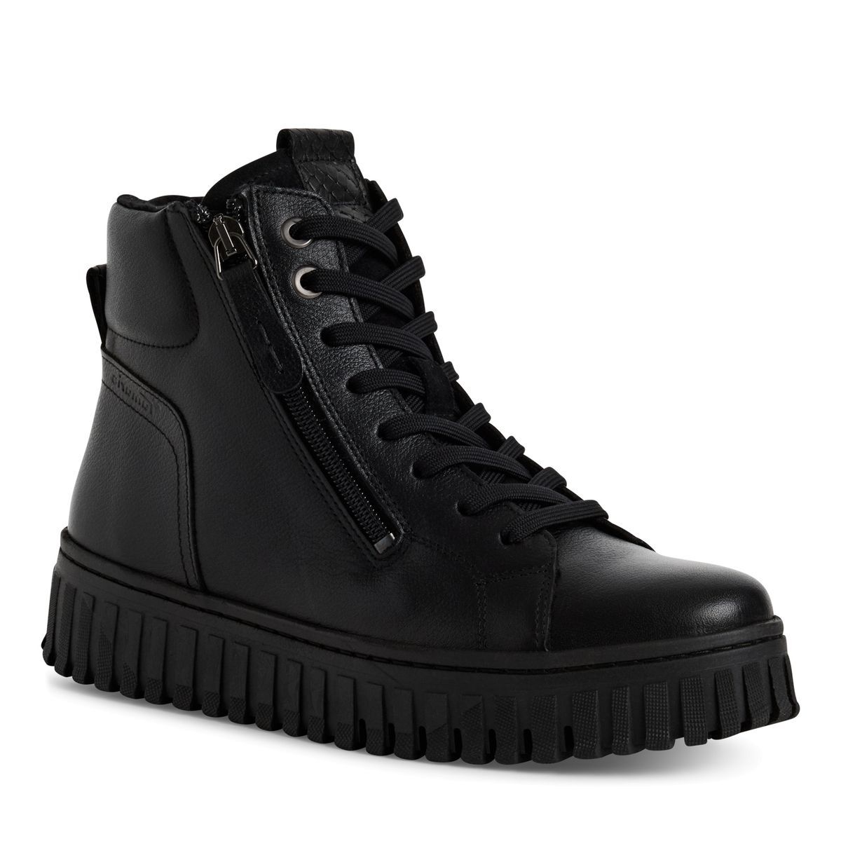 Bottine en cuir noir cuir, TAMARIS