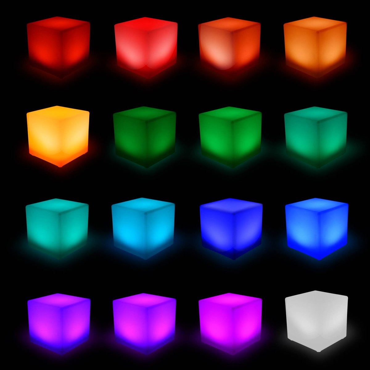 Cube lumineux intérieur/extérieur LED avec batterie 16 couleurs CUBE LED 40CM 16 COULEURS multicolore, SWEEEK