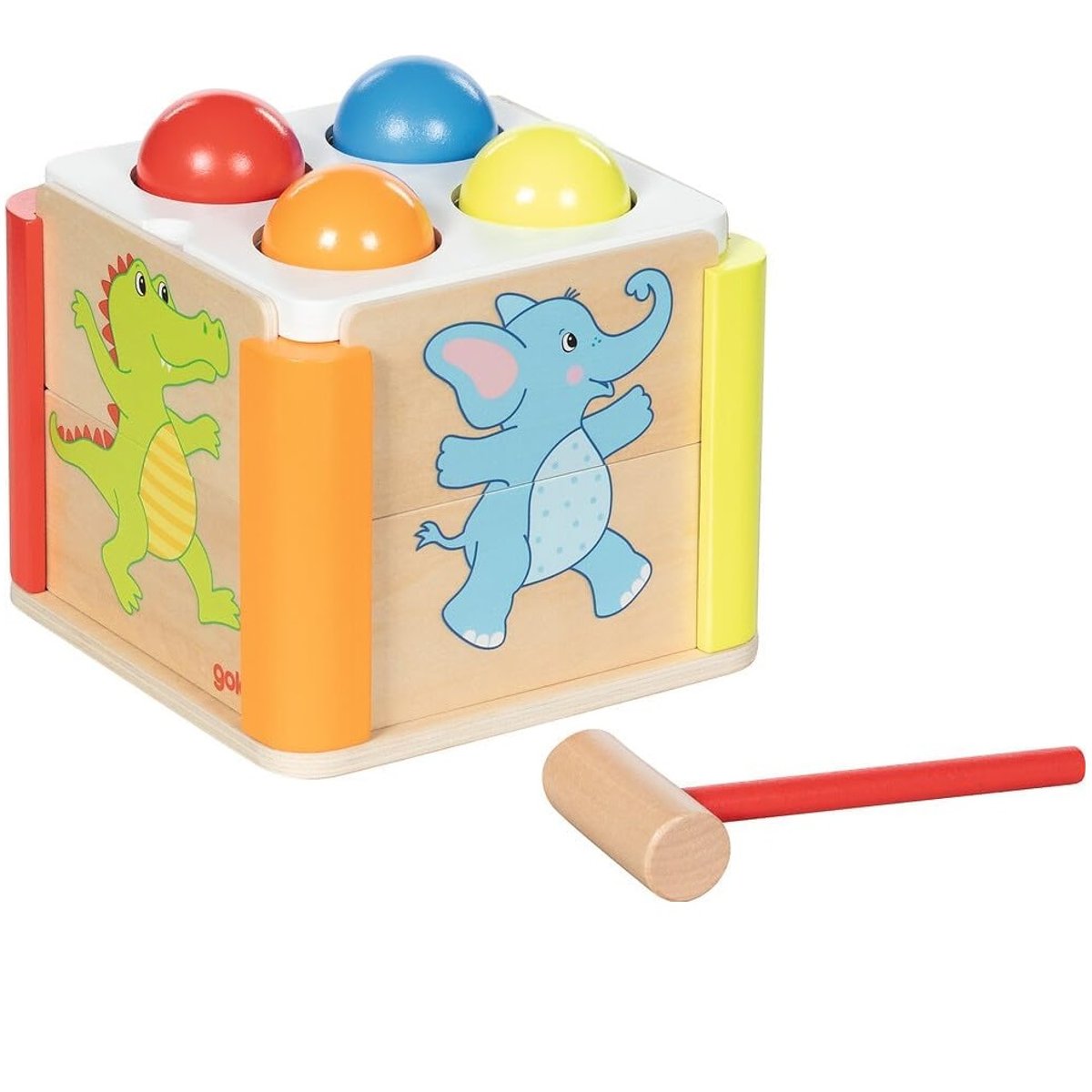 Jeu de maillet arc en ciel beige, GOKI