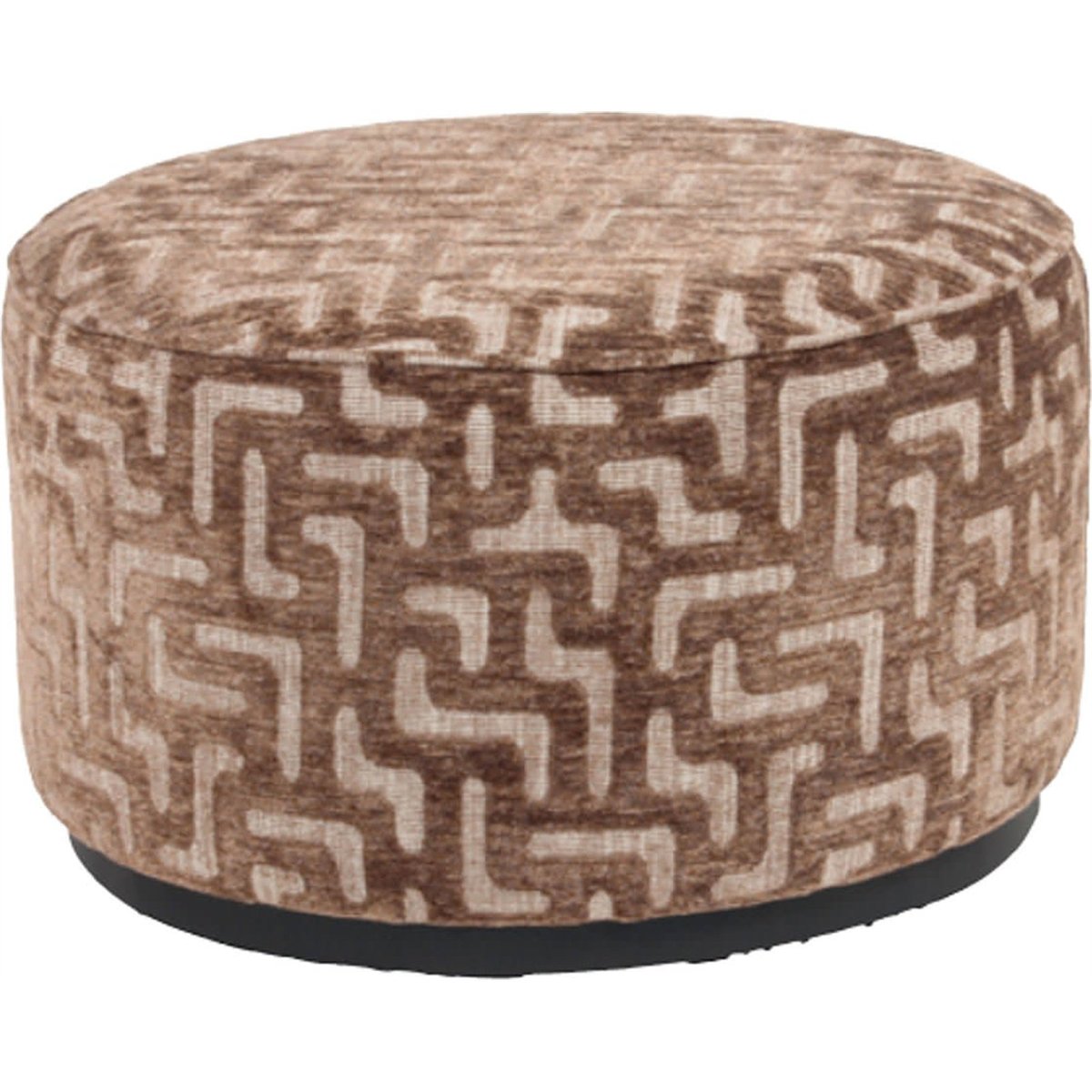 Pouf rond texturé pour salon marron texturé, RECOLLECTION