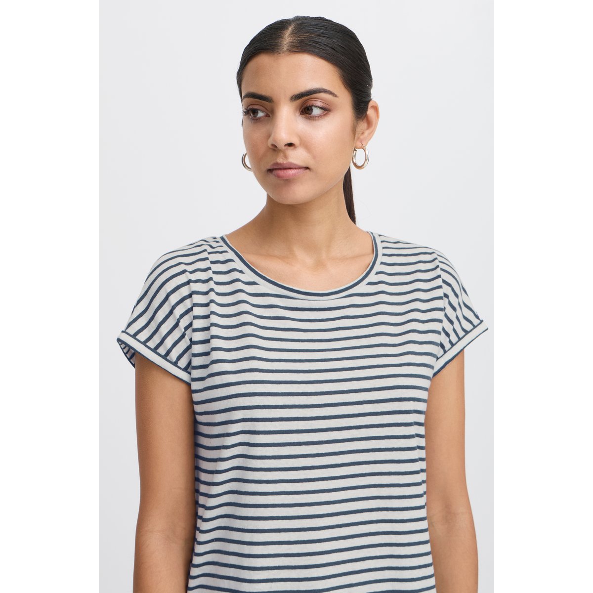 T-shirt bleu total eclipse stripe, ICHI