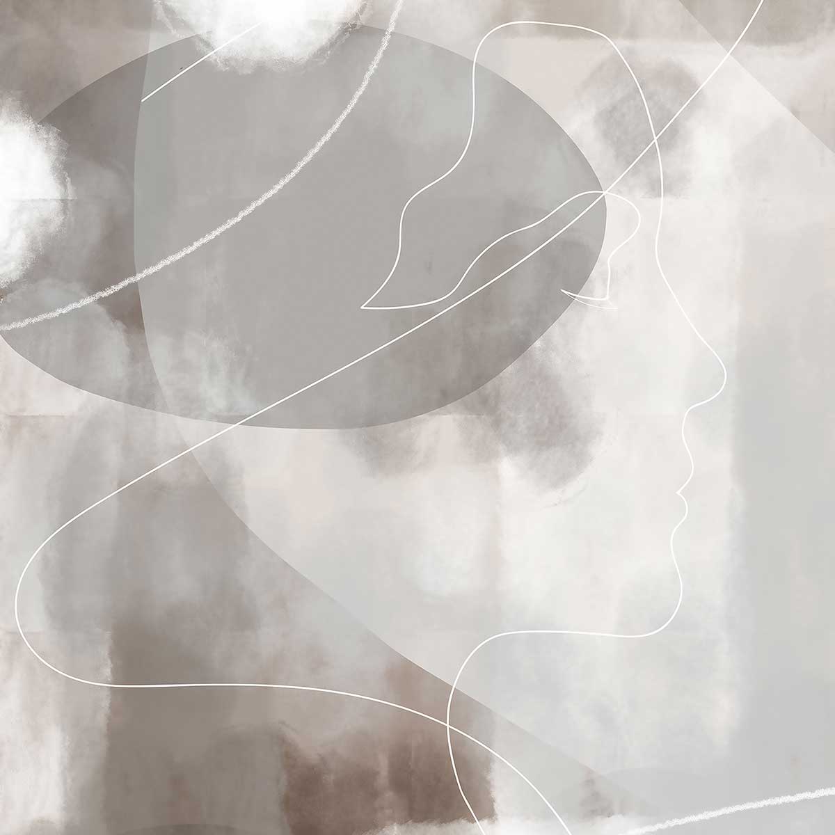 Affiche abstrait et soft line n°2 affiche + cadre en bois - noir, HEXOA