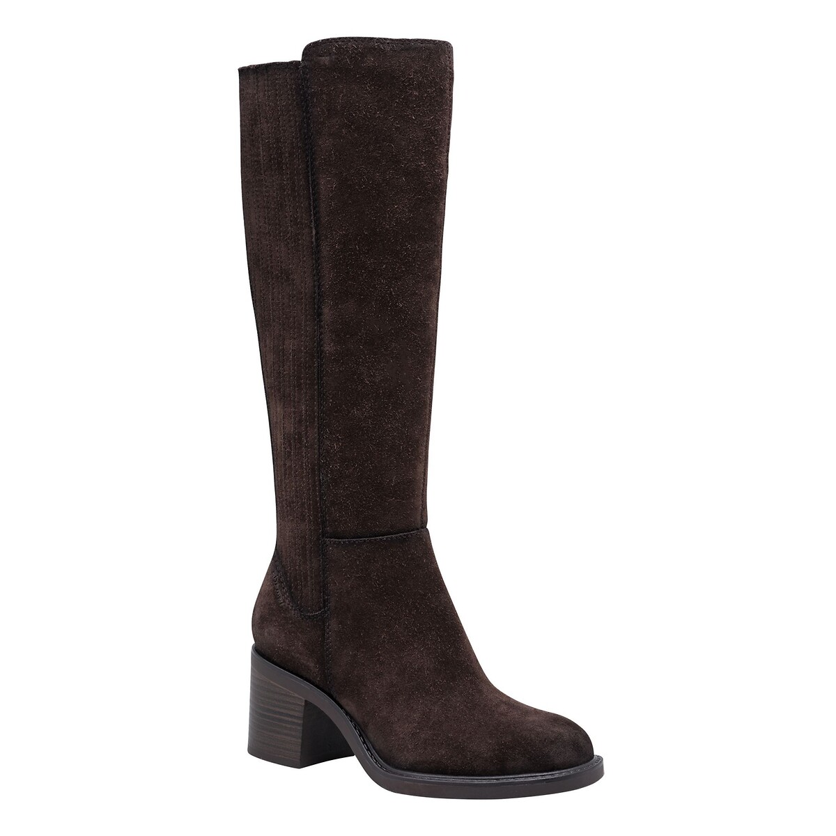 Bottes à talons en cuir marron foncé, TAMARIS