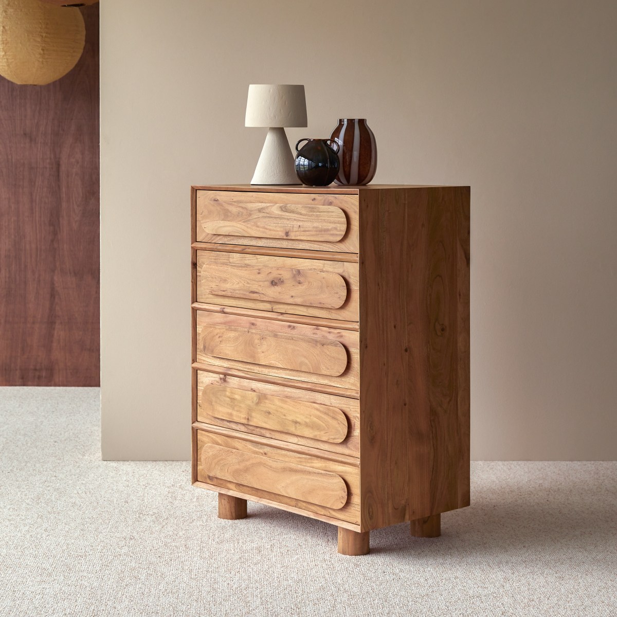 Chiffonnier en Acacia massif, OLGA naturel, TIKAMOON