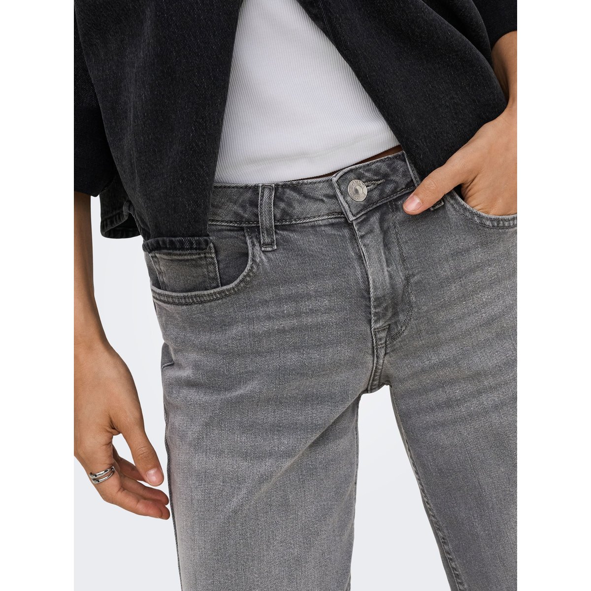 Jean À Jambe Large light grey denim, ONLY TALL
