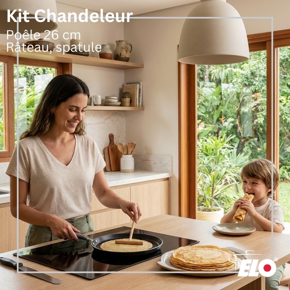 Set de 1 Poêle 26 cm avec 2 ustensiles de cuisine DUCATO noir, ELO