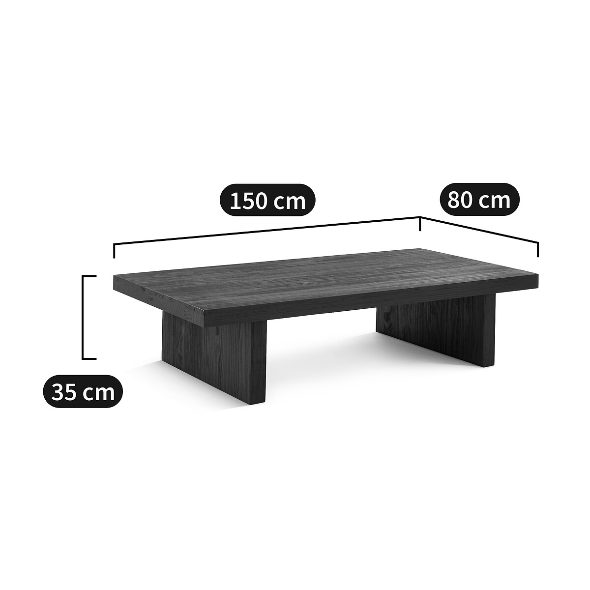 Table basse, en pin massif, MALIO noir, LA REDOUTE INTERIEURS