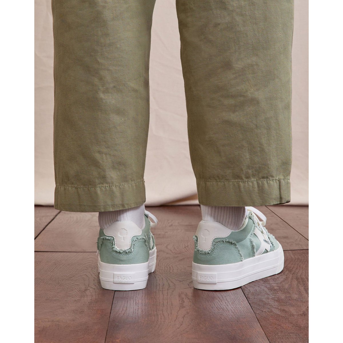 Tennis basses tissu WALNUT PLATFORM vert clair, FAGUO
