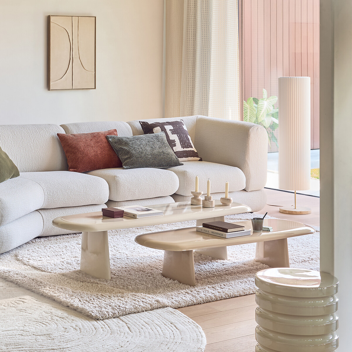 Semi-Nested Coffee Tables, Set of 2, Jaya white/beige, LA REDOUTE INTERIEURS