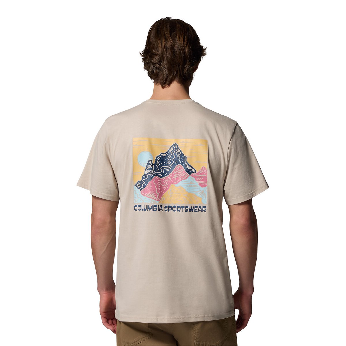 T-shirt manches courtes, imprimé dos beige, COLUMBIA