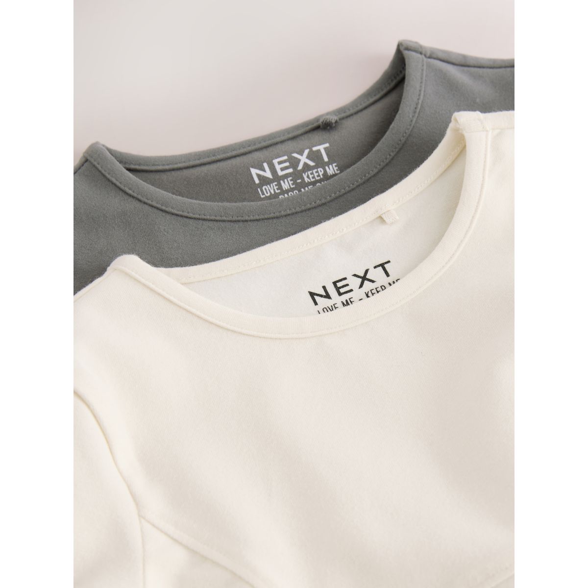 Haut à manches longues et coutures, lot de 2 gris/crème, NEXT