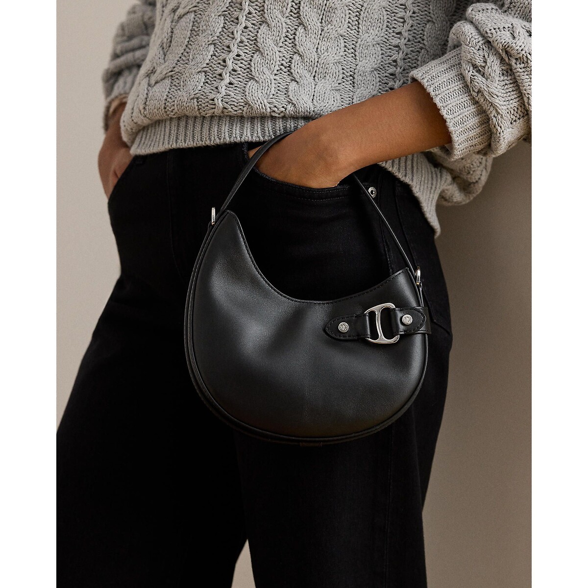 Sac en cuir porté épaule, à bandoulière, TASHA noir, LAUREN RALPH LAUREN