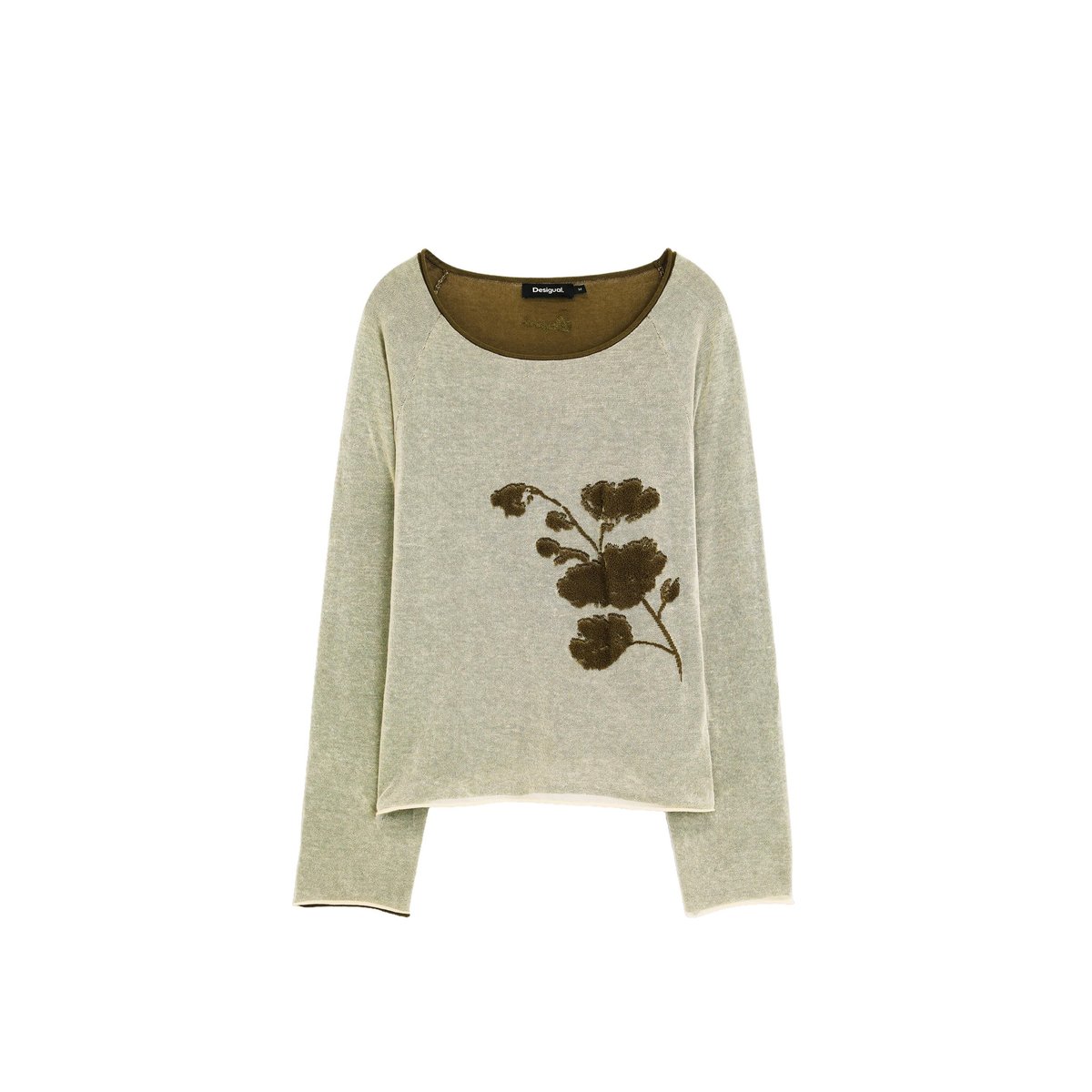 pull fin à fleurs vert, DESIGUAL