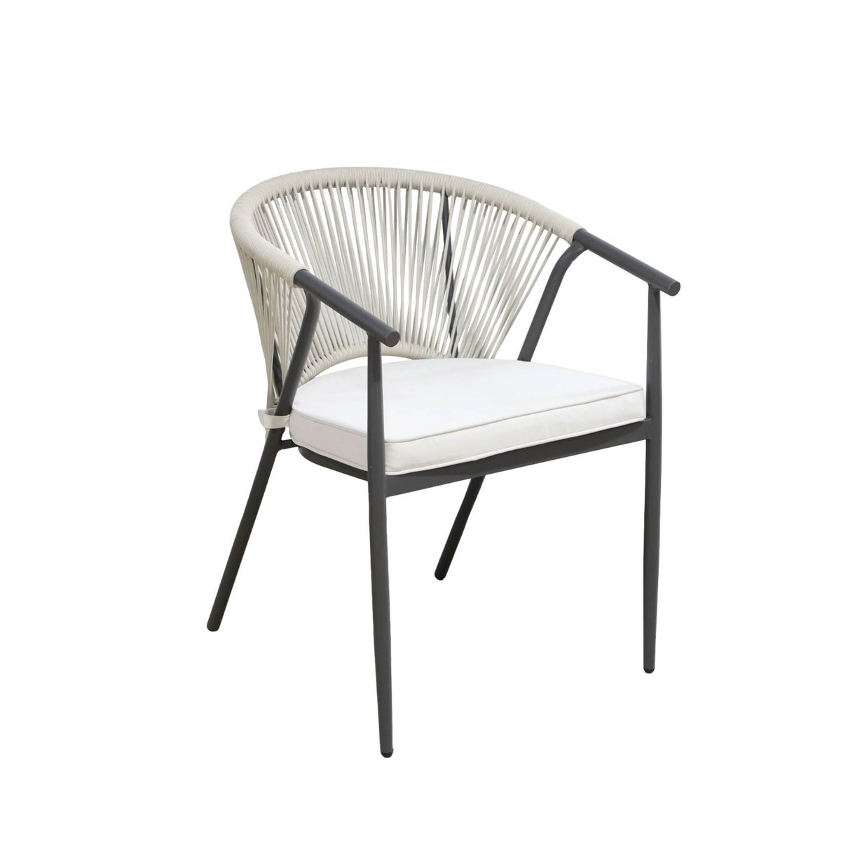 Fauteuil de jardin empilable acier et cordes (lot de 4) LIORA beige, SWEEEK