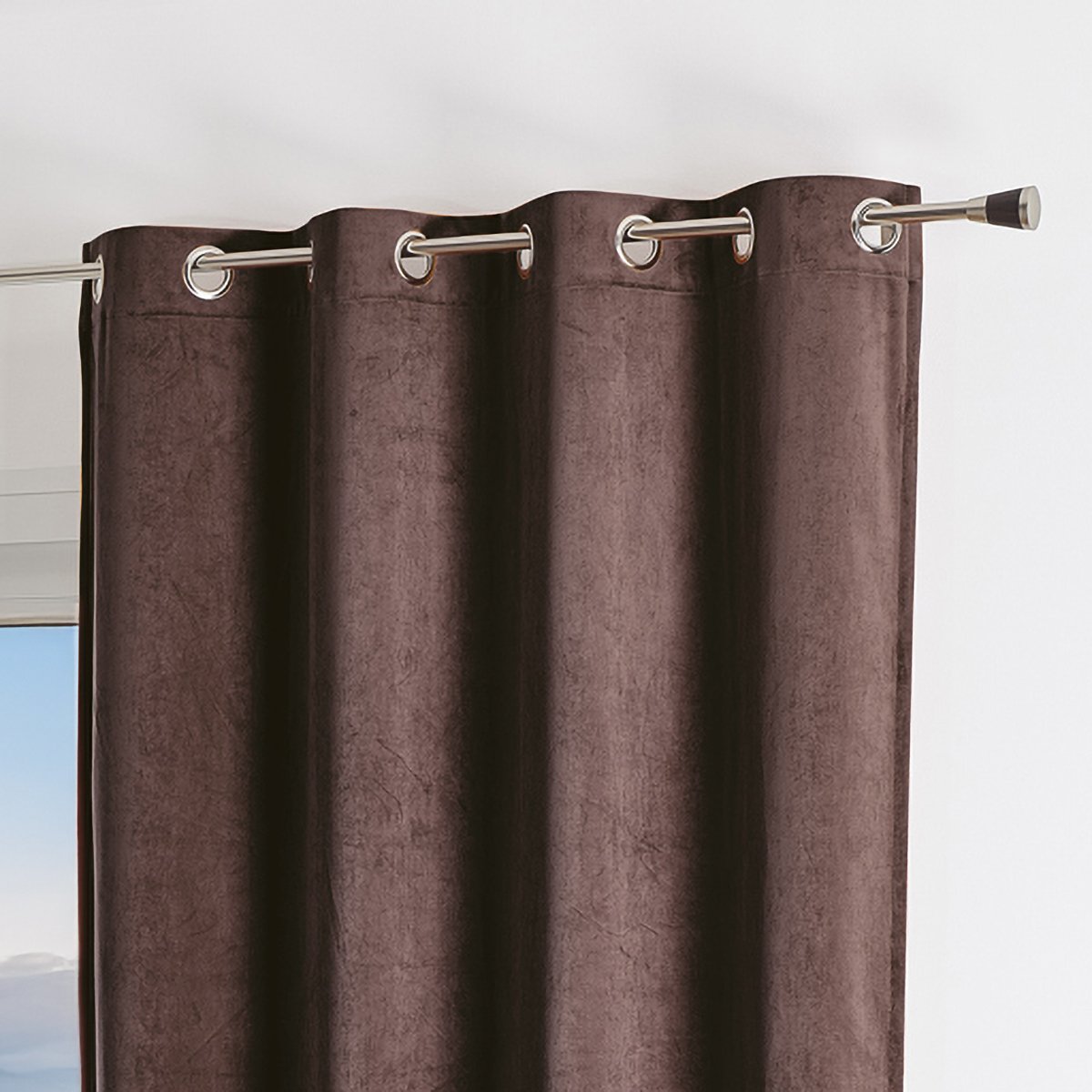 Rideau uni  - Effet daim - QABANE taupe, HOME MAISON