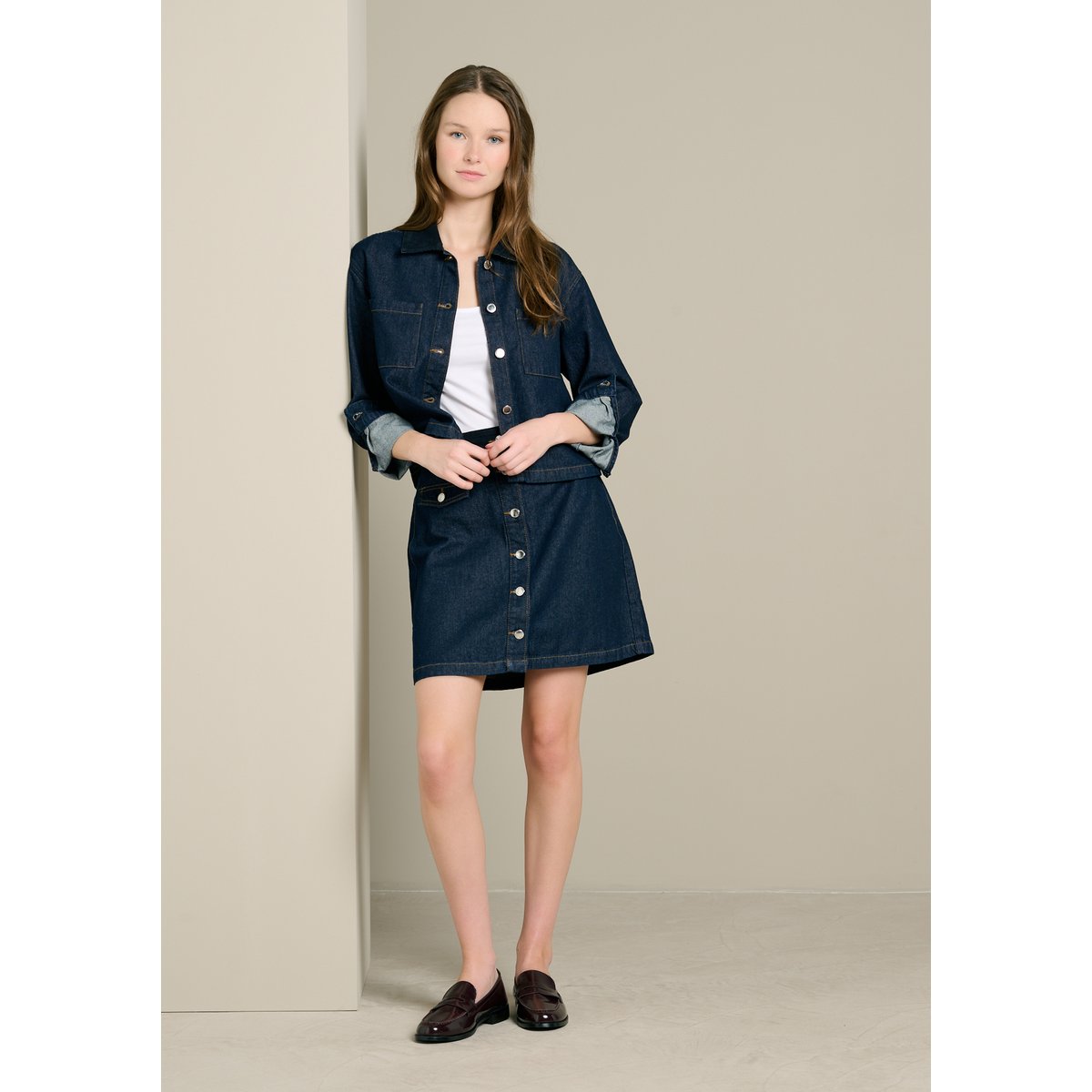Mini-jupe en denim dark blue, LOLALIZA