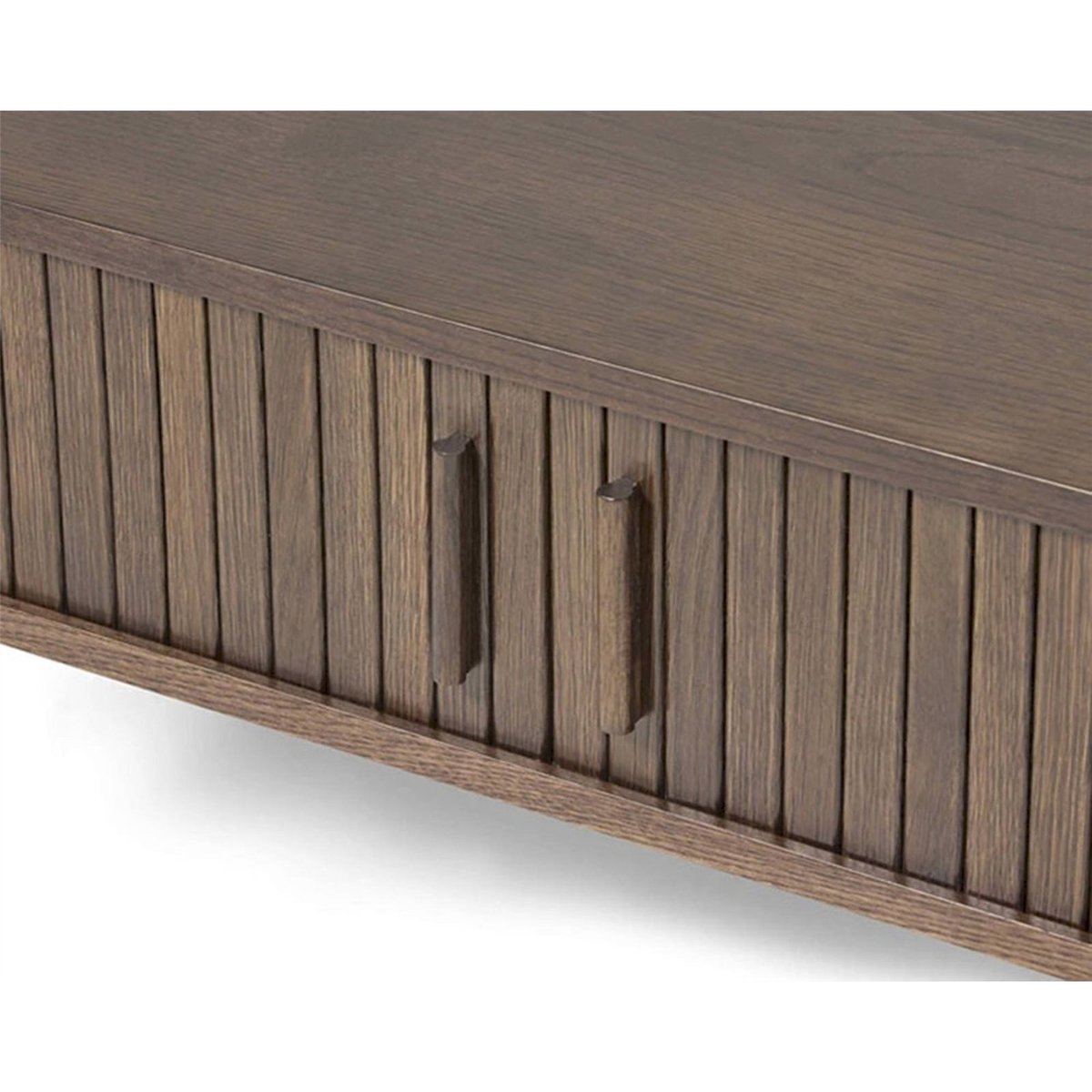 Table basse ovale bois avec rangement META chêne foncé, RECOLLECTION