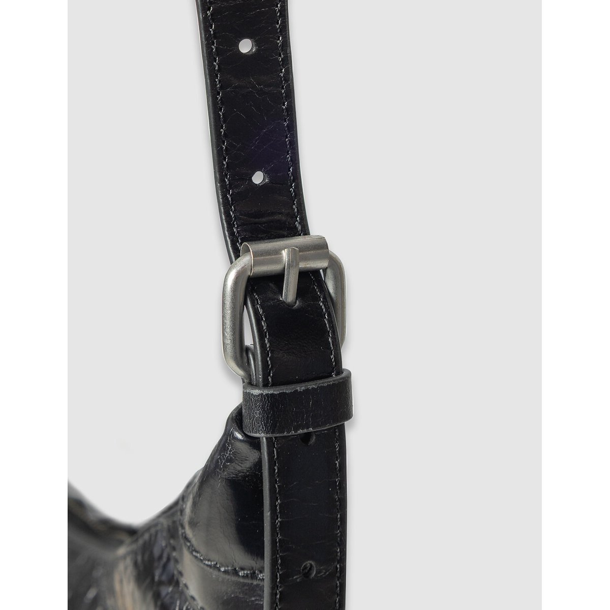 Sac à main demi-lune en cuir noir, IKKS
