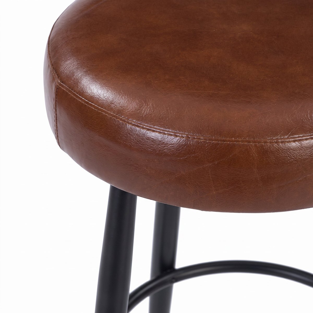 Tabouret pour îlot central 65 cm en cuir de buffle - MALO marron foncé, MAISON PAVANE