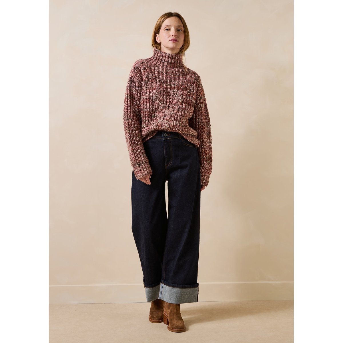 Jean cropped en coton biologique dark brut, LA FEE MARABOUTEE