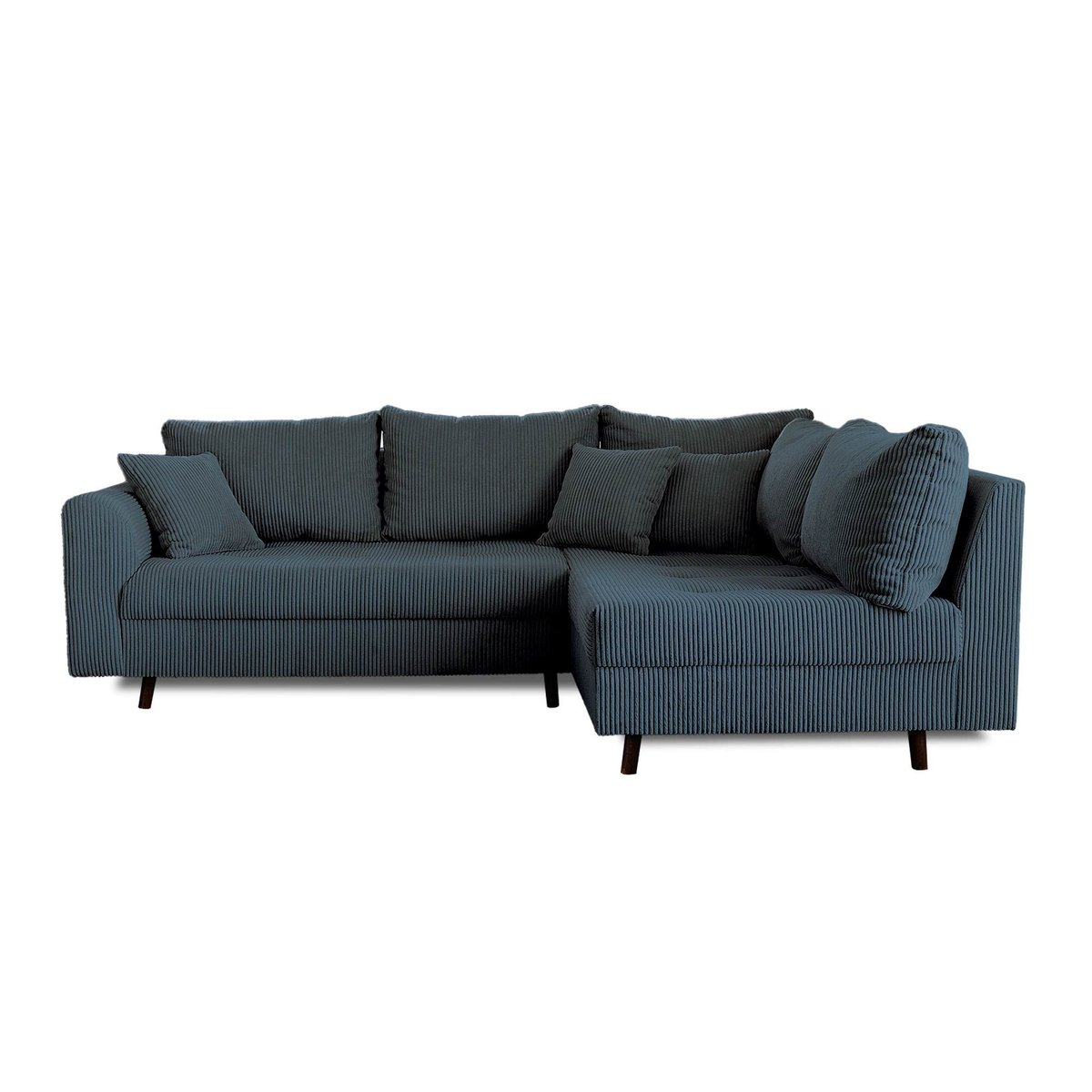 Canapé d'Angle droit 4 places + pouf places - RUNE bleu nuit, BEST MOBILIER