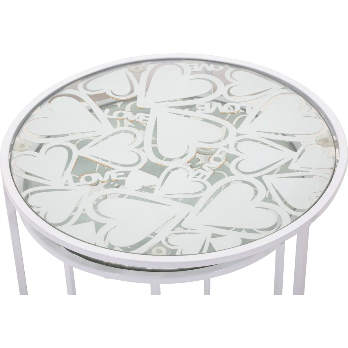 Duo de tables rondes en verre et fer GLAM blanc, RECOLLECTION