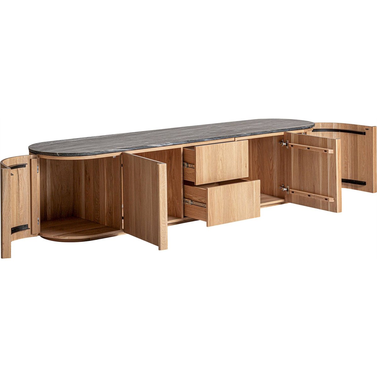 Buffet chêne et marbre collection S.NARA chêne clair et marbre noir, RECOLLECTION