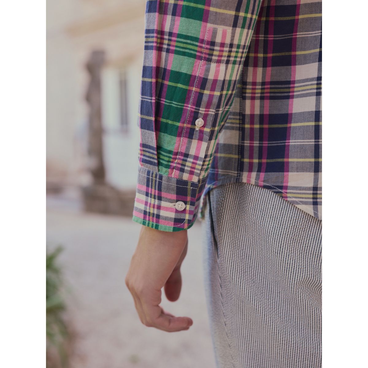Chemise à manches longues et carreaux madras écru, NEXT