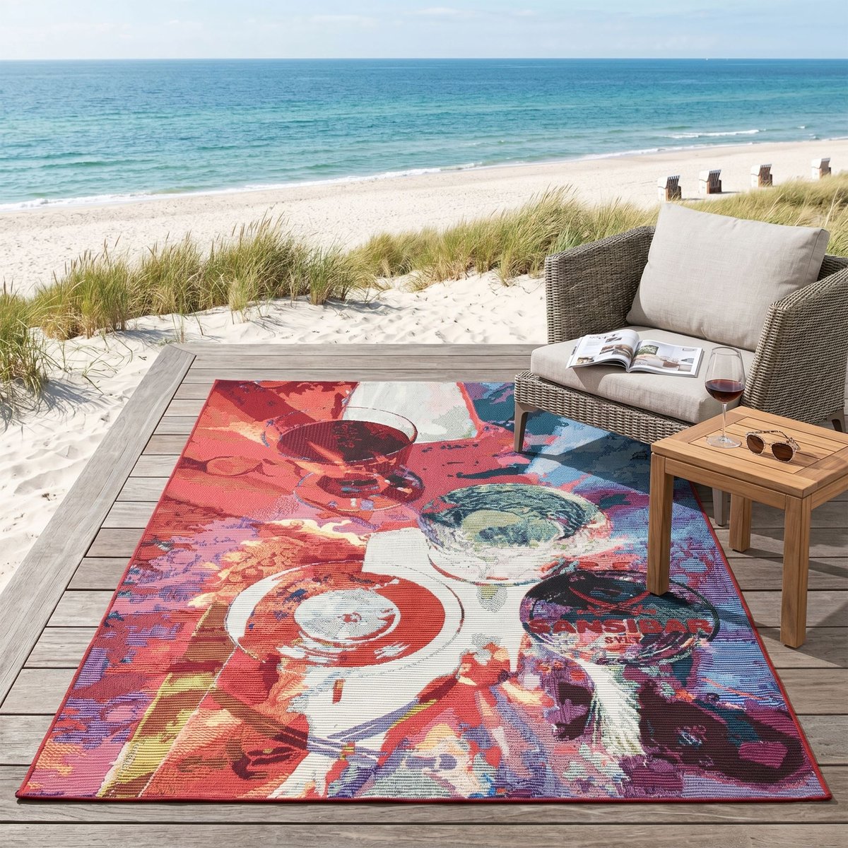 Tapis d'été pour l'intérieur et l'extérieur - RANTUM BEACH multicolore, THEKO