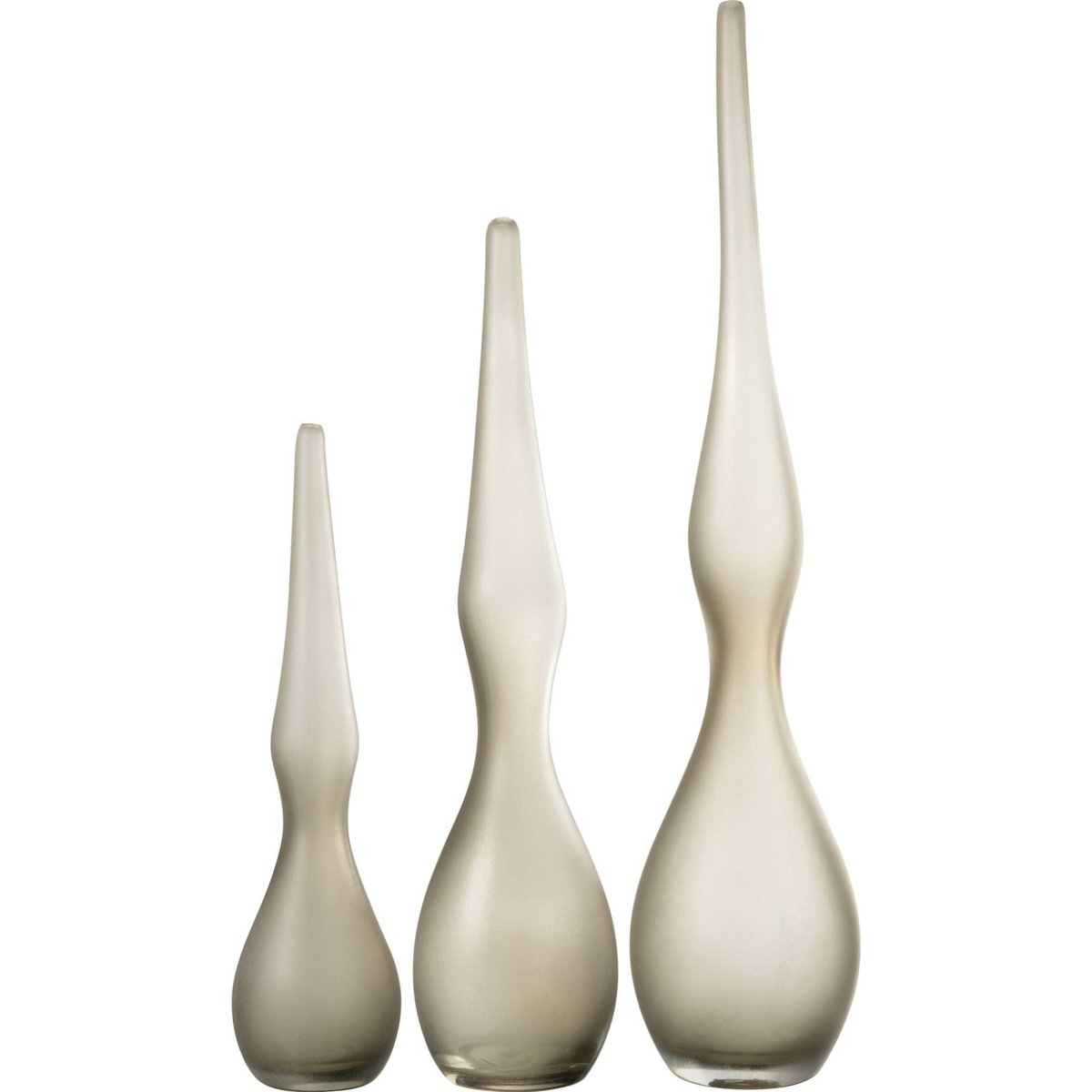 Set de 3 vases courbes en verre greige, RECOLLECTION