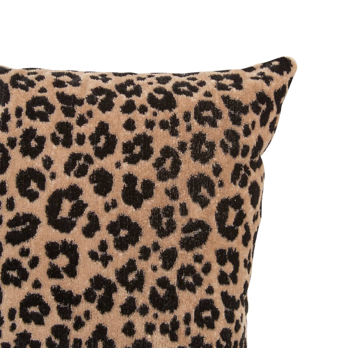 Coussin déhoussable en velours LYNRA noir zèbre, ATMOSPHERA