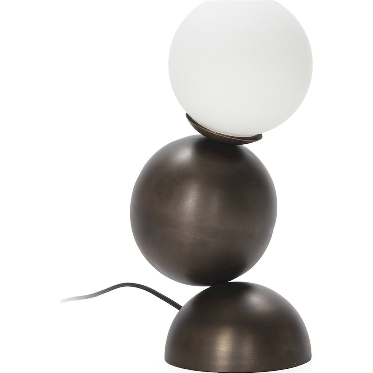 Lampe de table globe en verre et métal bronze vieilli et blanc, RECOLLECTION