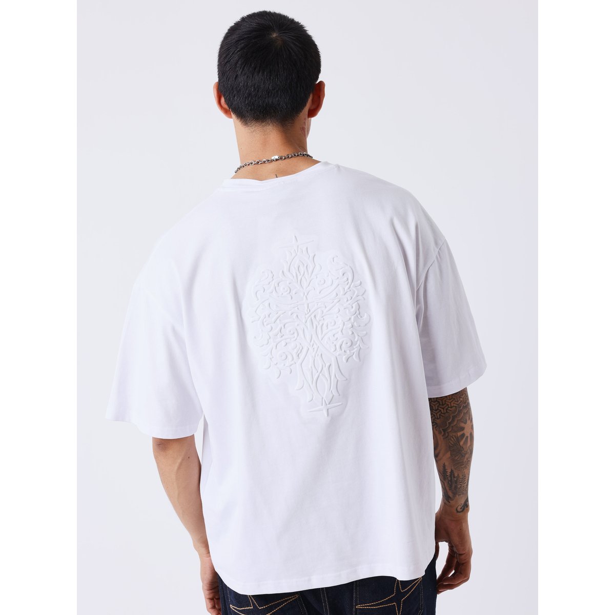 T-shirt à motif embossé blanc, PROJECT X