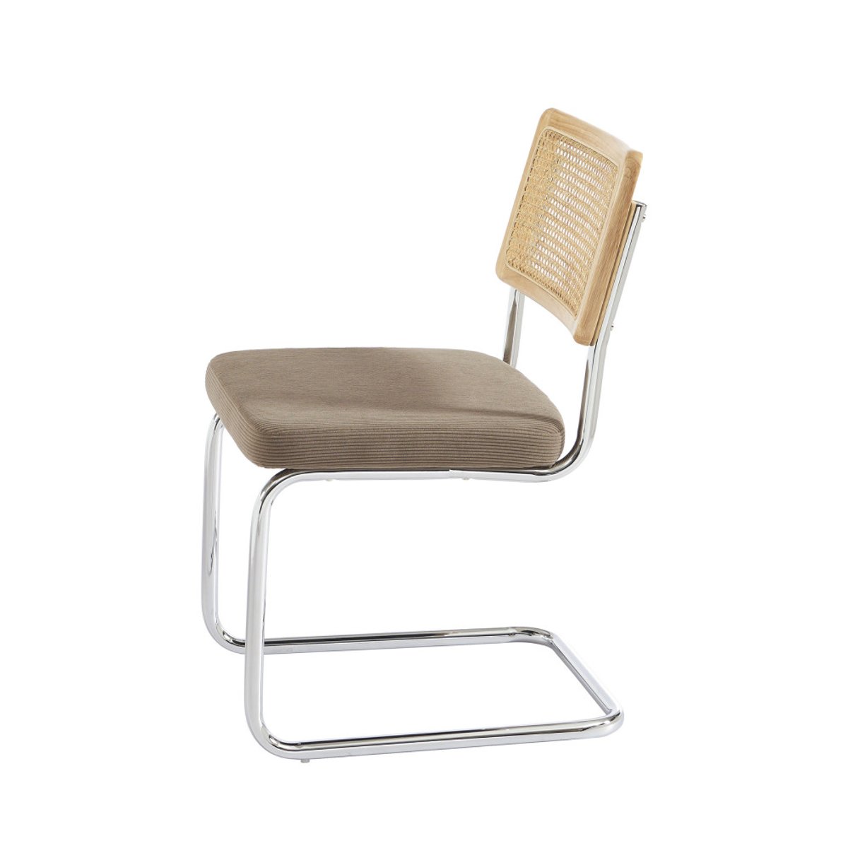 Lot de 2 chaises en velours côtelé pieds chrome- SKANA beige, DRAWER