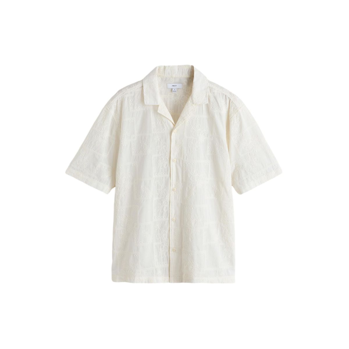Chemise à manches courtes et motifs brodés blanc écru, NEXT