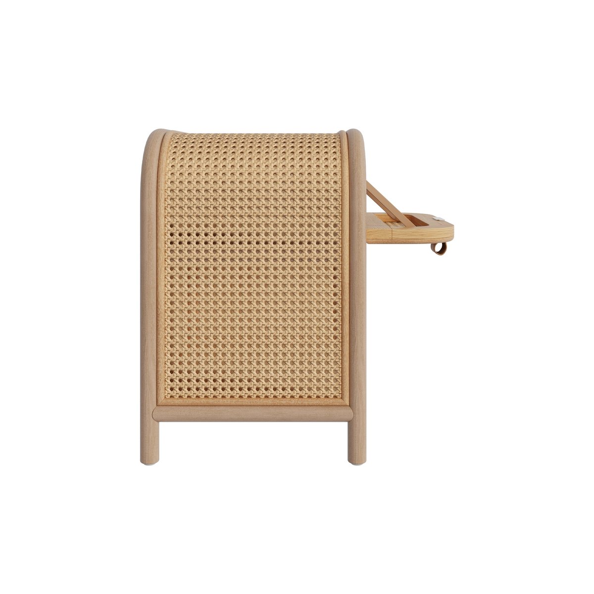 Table de chevet en bois massif, 1 porte et 1 niche - ALATA marron clair, MAISON PAVANE