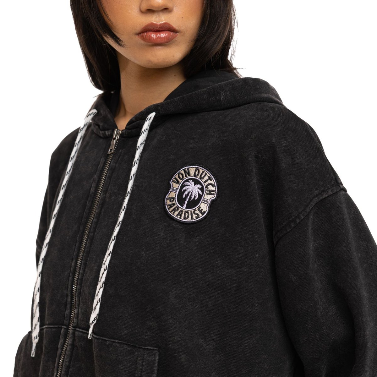Sweat à Capuche PALM noir/blanc, VON DUTCH