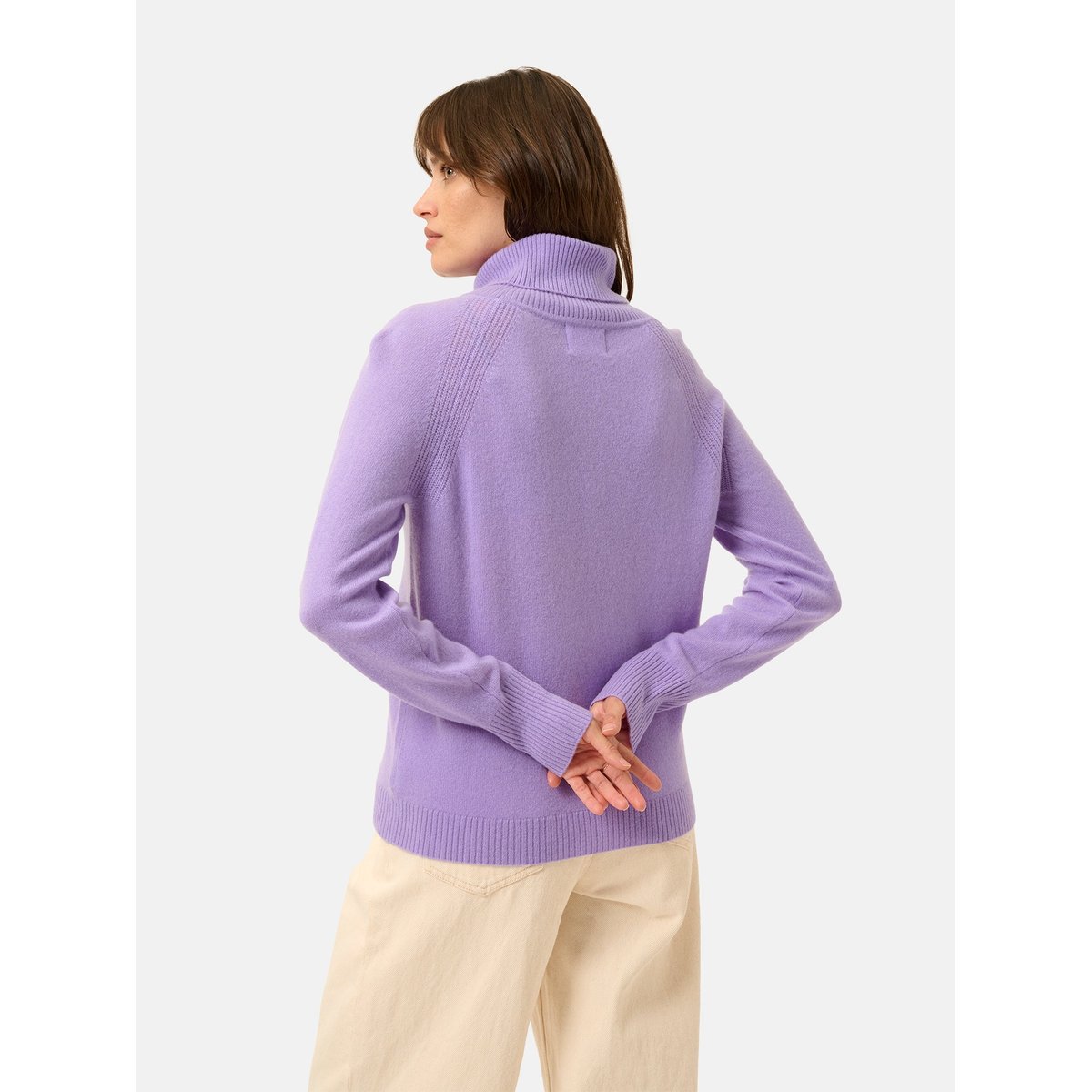Pull Col Roulé Lavande Lilly violet, JUST CASHMERE