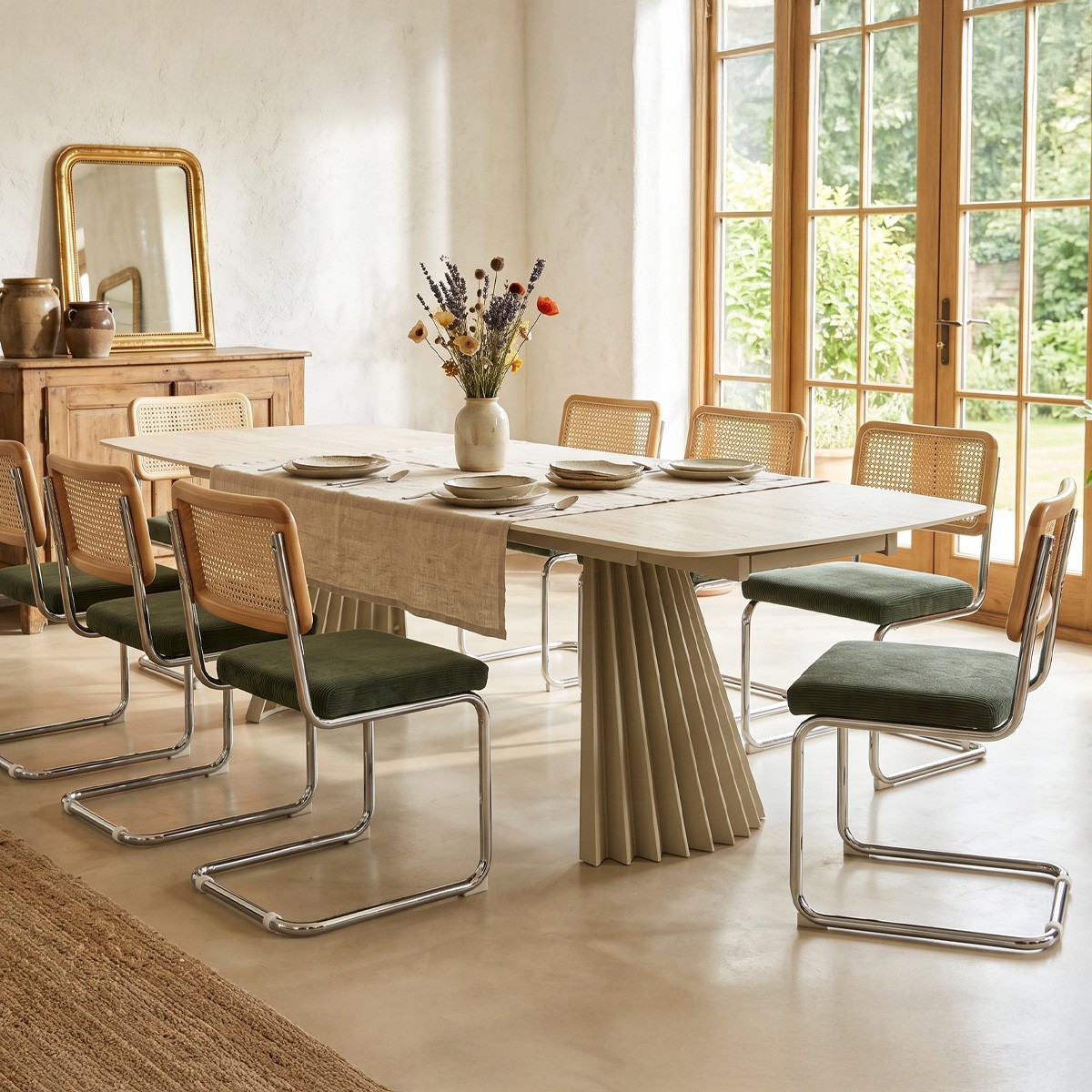 Table à manger extensible 8/12 couverts en céramique effet Travertin - BRUMA travertin, HOMIFAB