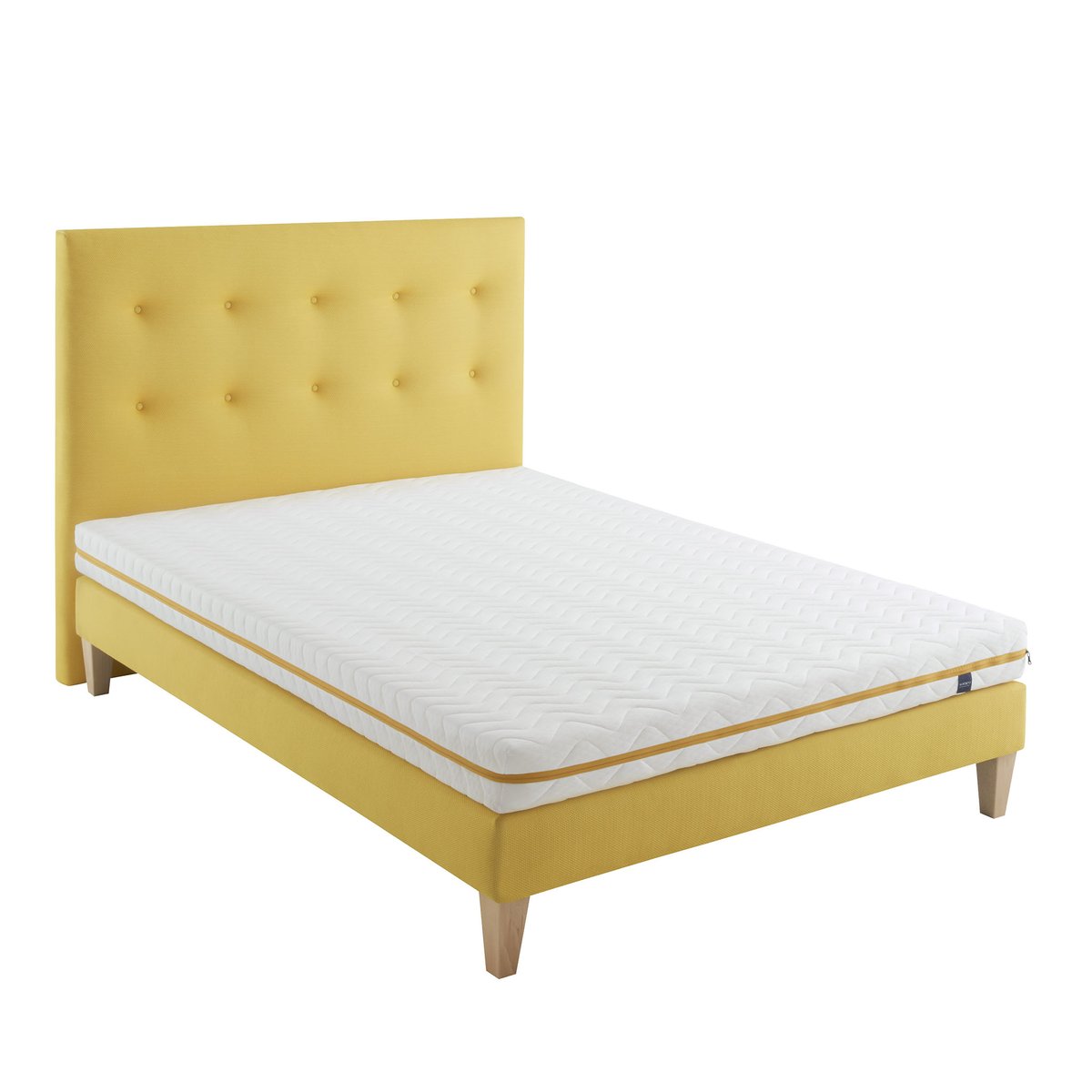 Ensemble matelas mousse, sommier, pieds et tête de lit Aurore 200 blanc, SOMEO