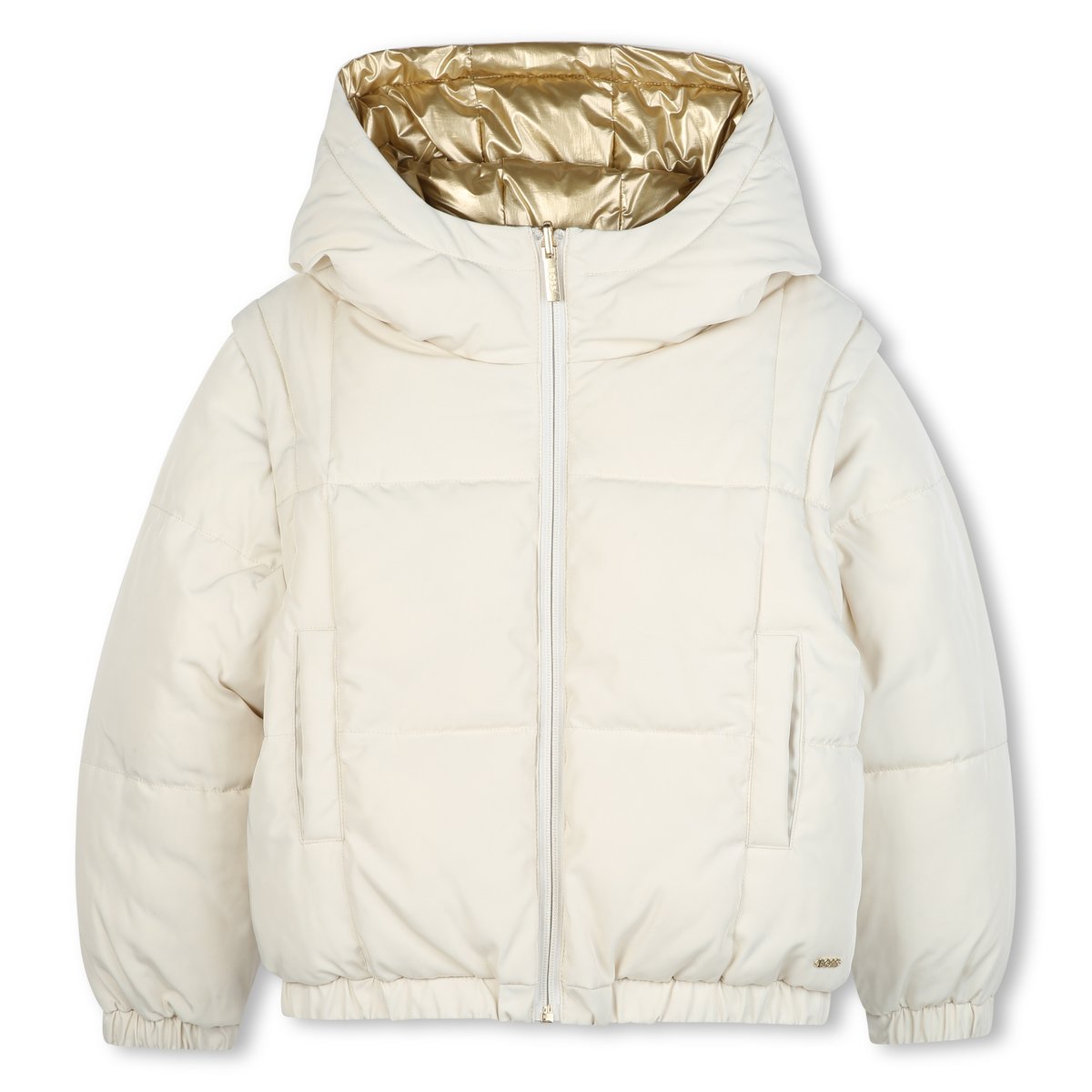 Chemise en duvet réversible avec capuche light gold, BOSS KIDSWEAR