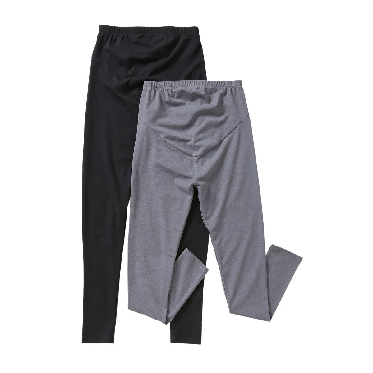 Lot de 2 leggings de grossesse en maille stretch lot noir et gris, VERTBAUDET