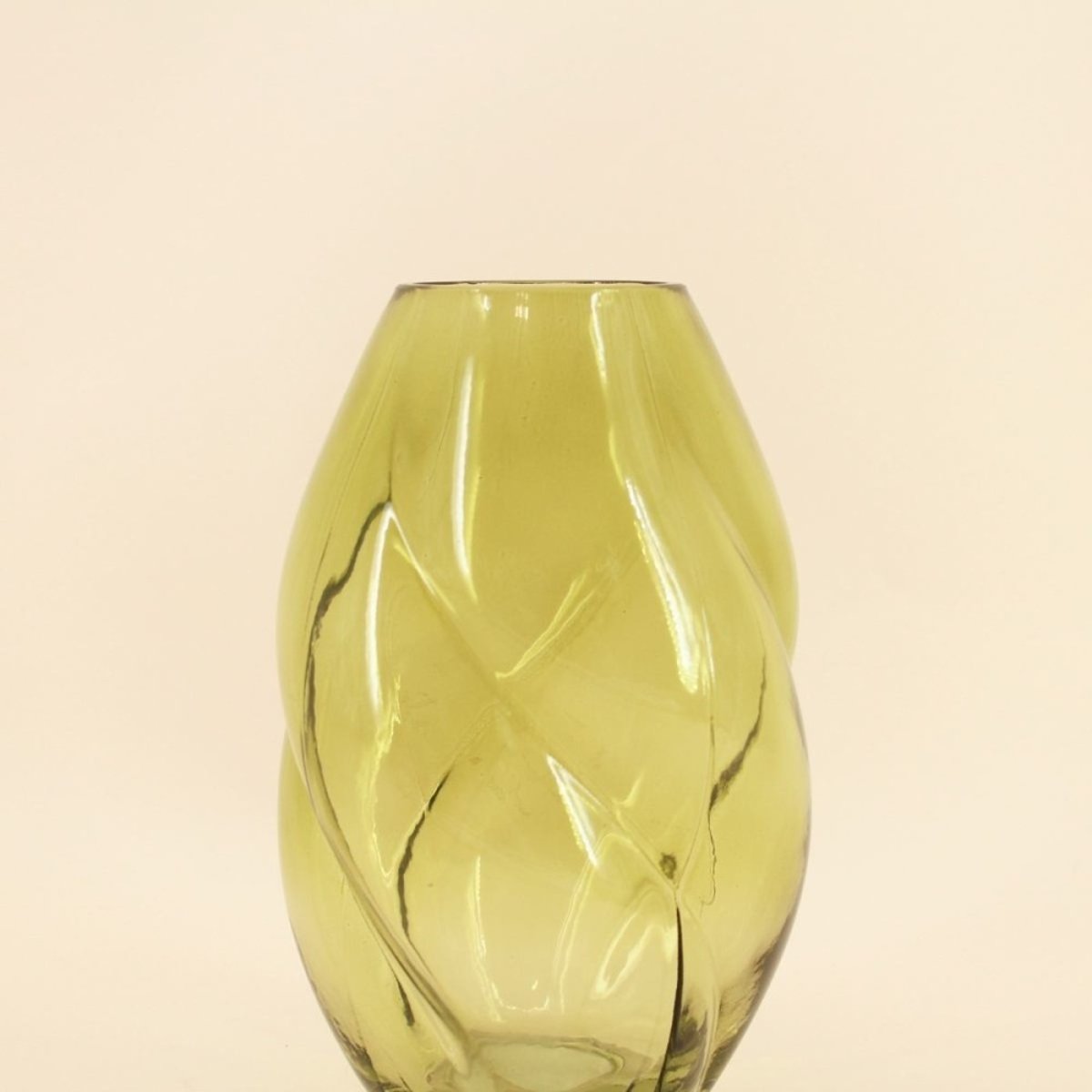 Vase en verre alvéolé, H22cm vert, ORNAMI