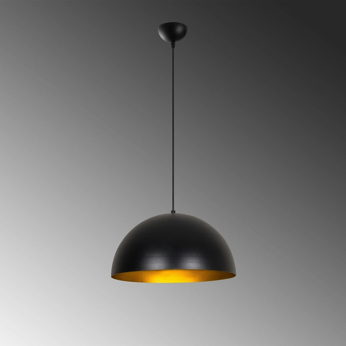 Suspension de table noire, dôme intérieur doré Ø40 cm SILE noir, PIER IMPORT