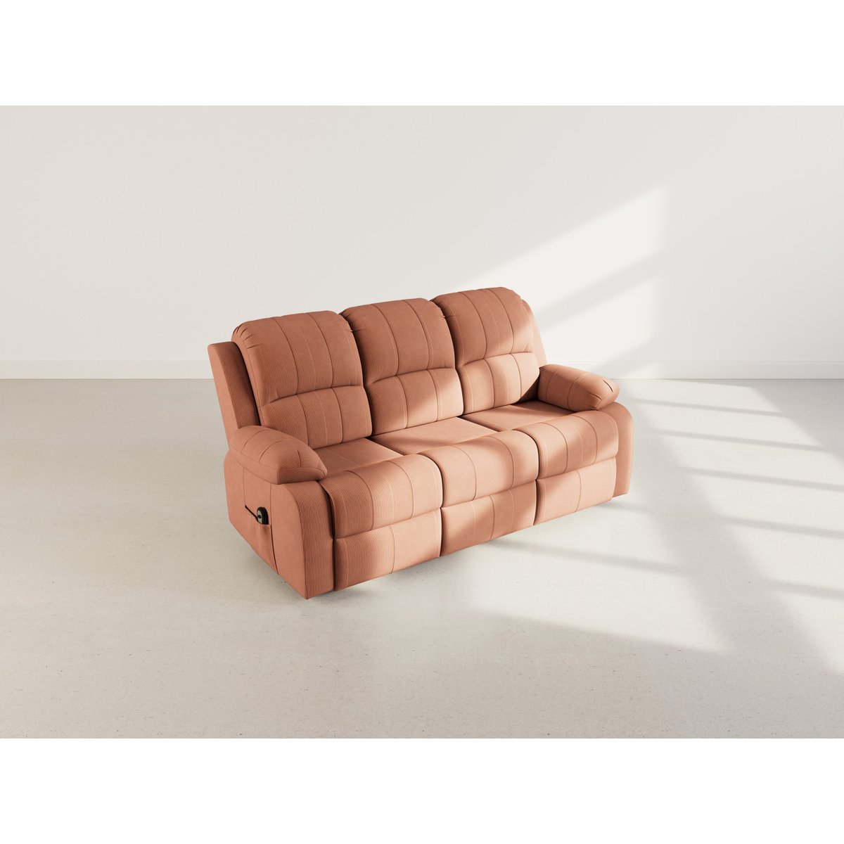 Canapé relax électrique velours côtelé 3pl, ARMAND terracotta, BEST MOBILIER