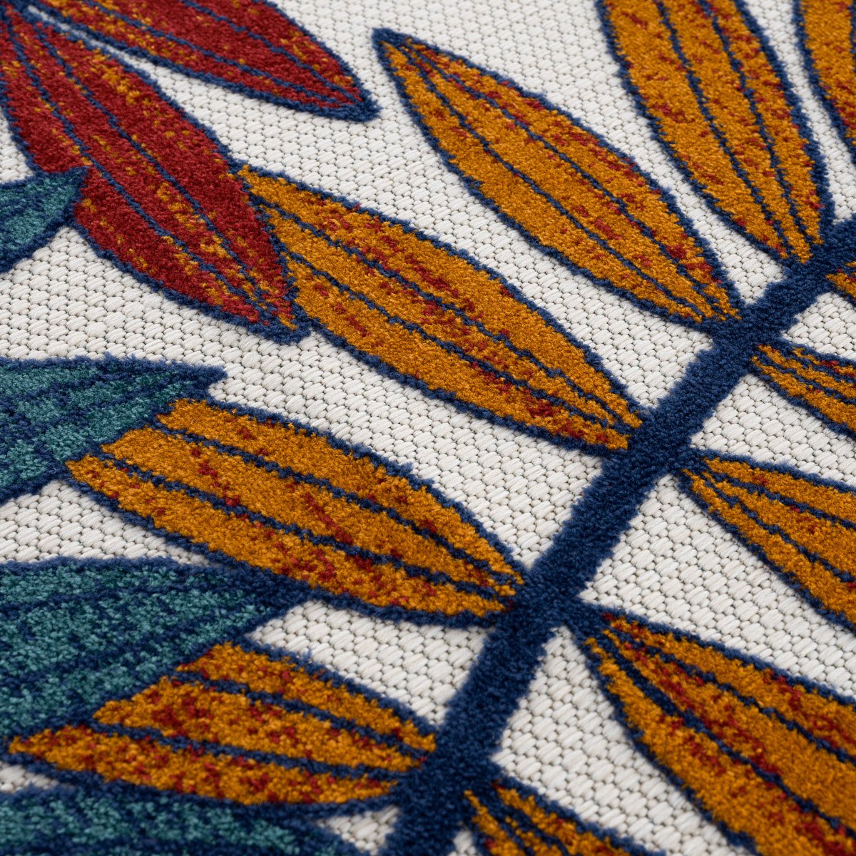 Tapis extérieur intérieur motif feuille CABANA multicolore, NAZAR RUGS