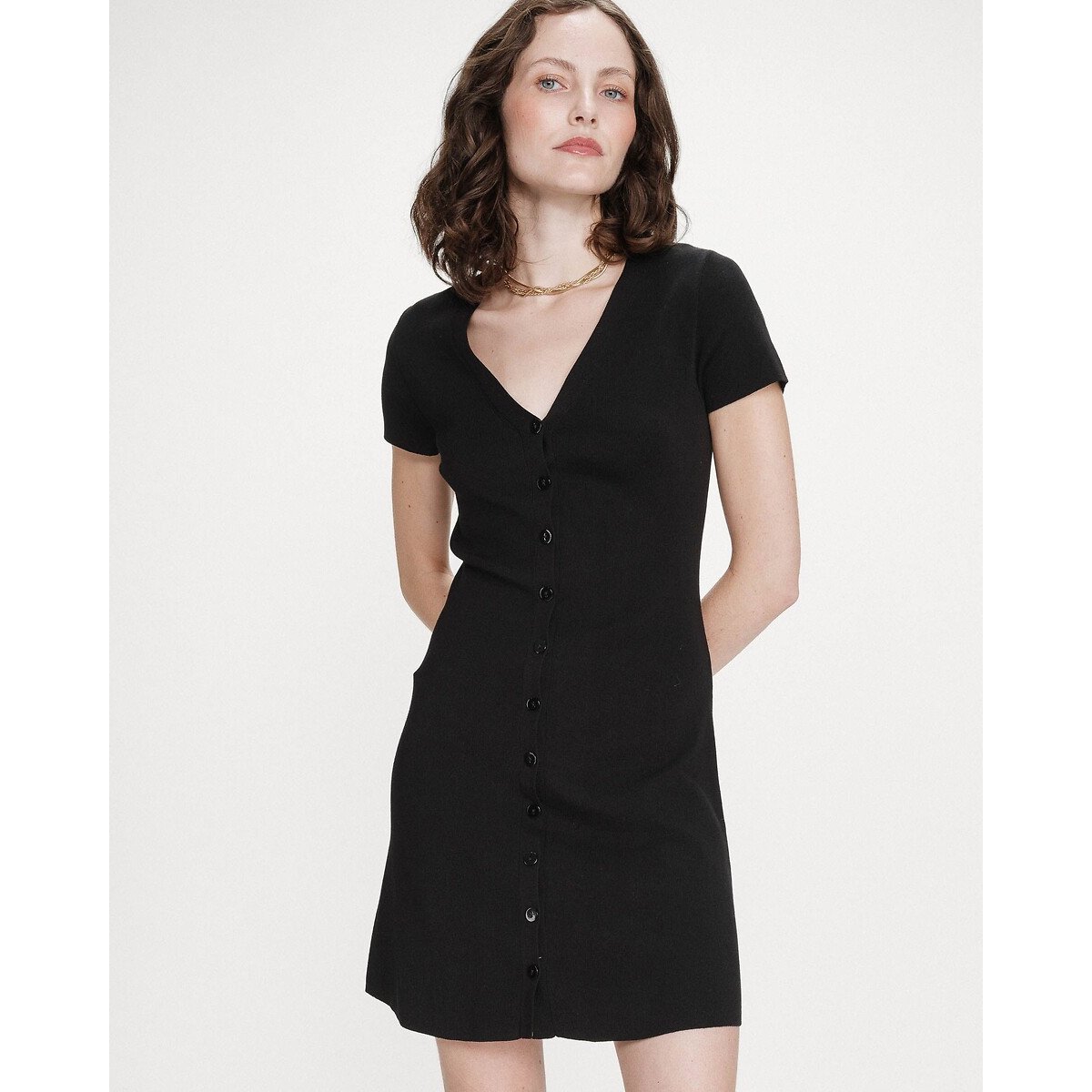Robe courte en maille VENEZUELA noir, GRACE & MILA
