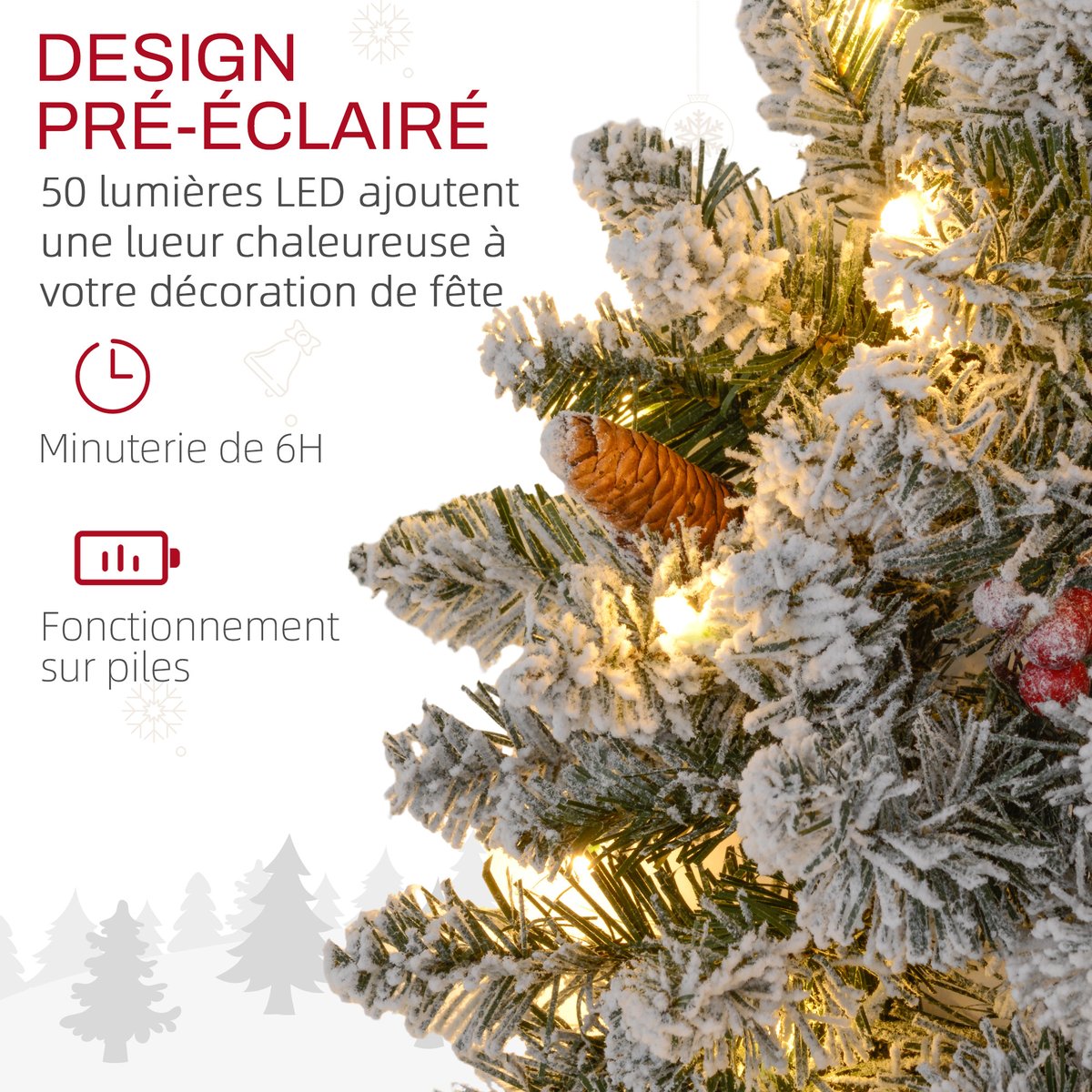 Couronne de Noël Plastique Vert vert, HOMCOM