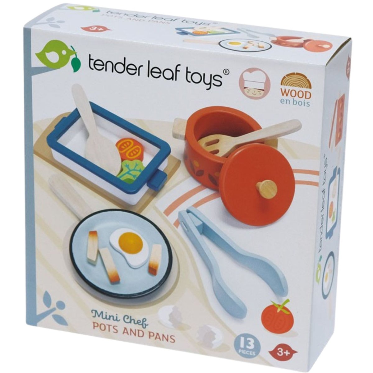 Kit de casserole et poêle bleu, rouge, blanc, TENDER LEAF TOYS